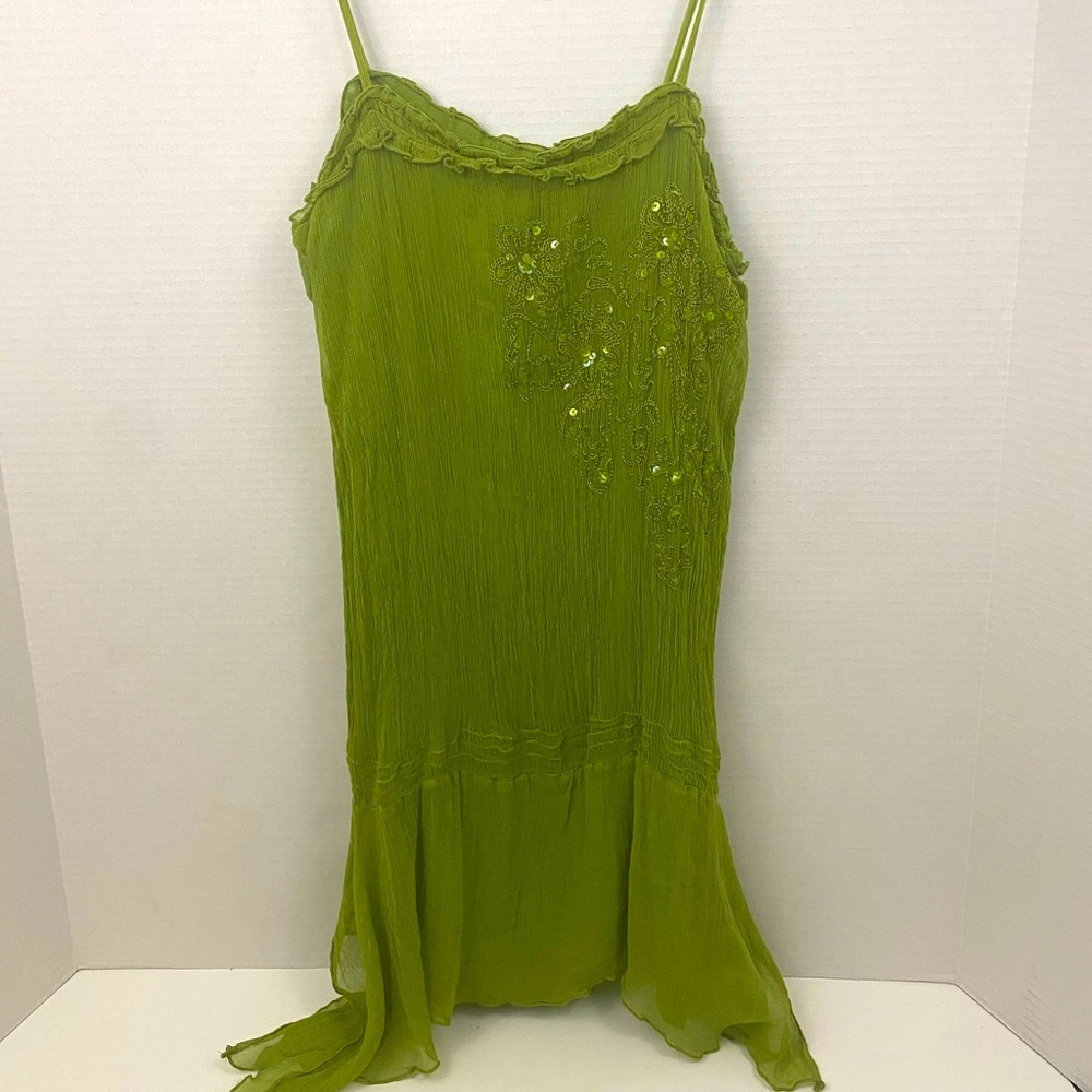 Forever 21 Green Flower Spaghetti Strap Top